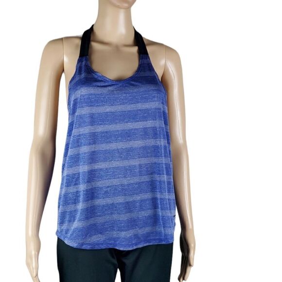 Nike Blue Striped T-Strap Tank Top - Picture 1 of 5